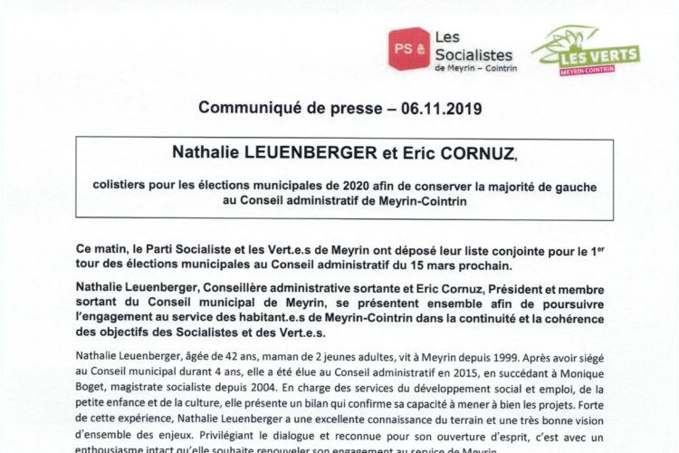 Liste « Les Socialistes & Les Verts de Meyrin Cointrin »