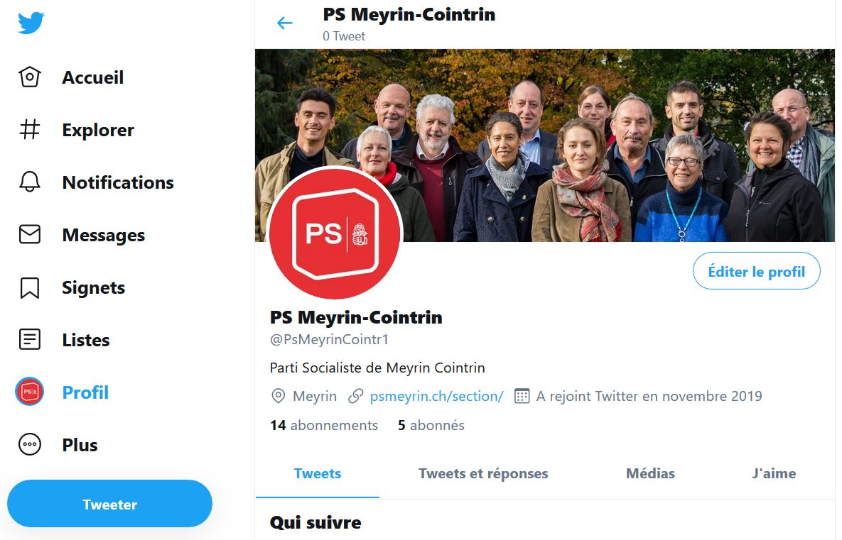 Compte Twitter section